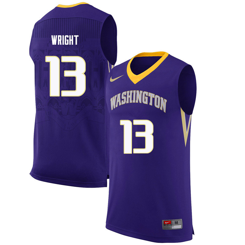 Men Washington Huskies #13 Hameir Wright College Basketball Jerseys Sale-Purple